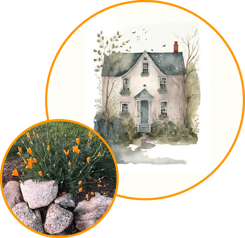 unnamed A painting of a house and some rocks